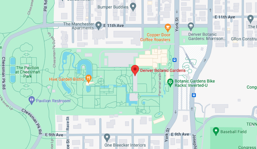 Clickable Google maps image of Denver Botanic Gardens location.