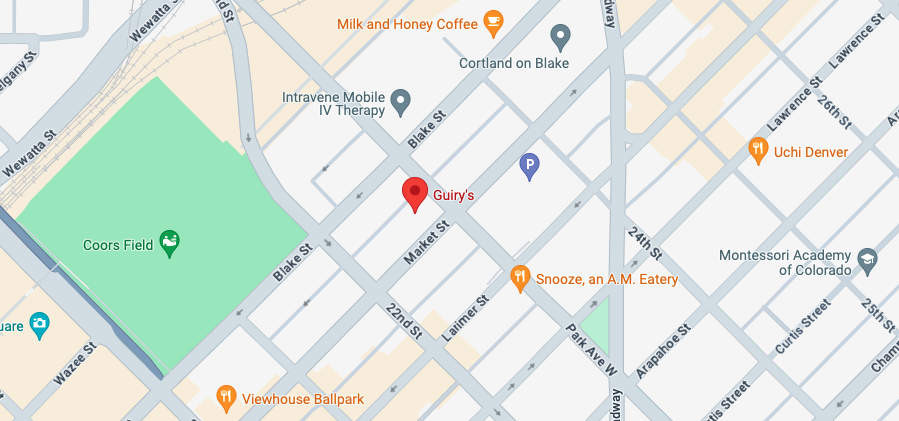 Clickable Google maps image of Guiry's downtown Denver location.