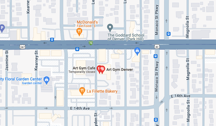 Clickable Google maps image of Art Gym location.