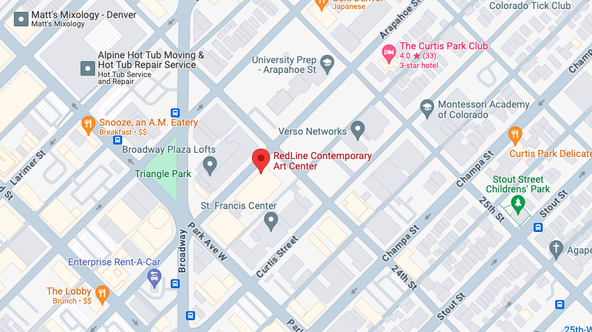 Clickable Google maps image of RedLine Contemporary Art Center location.